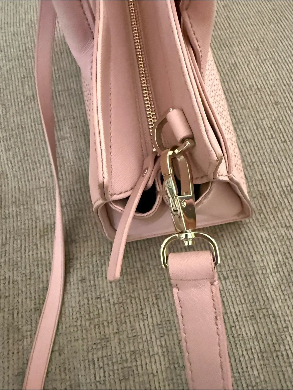 kate spade Blush Pink Perforated Leather Satchel with Crossbody Strap